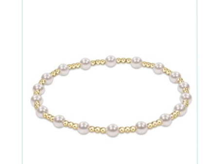 E Newton Classic Sincerity Pattern 4mm Bead Bracelet - Pearl Cheap