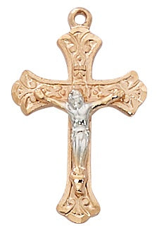 Small Rose Gold SS Tutone Crucifix Necklace Online Sale