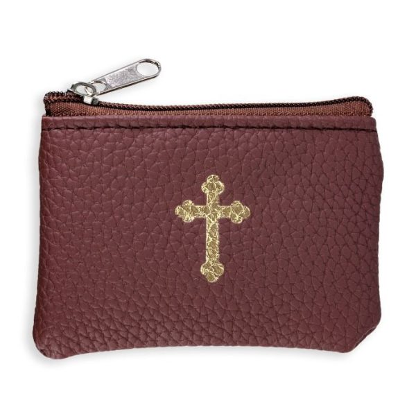 Leatherette Textured Zipper Rosary Pouch Online