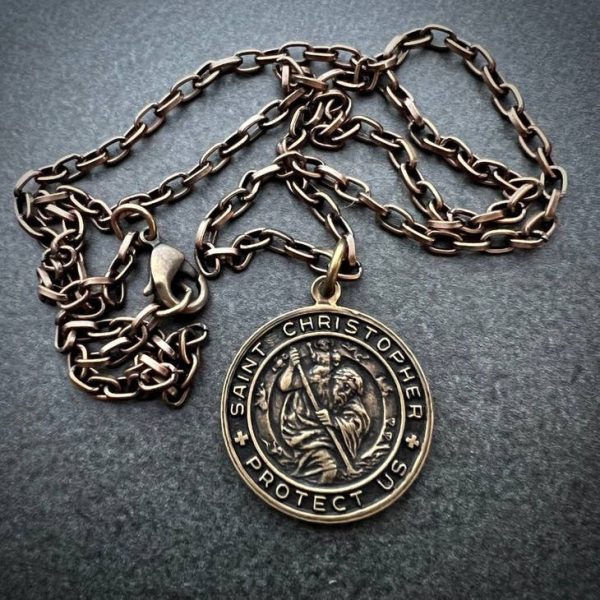 Brass St Christopher Necklace 20 Inch Online