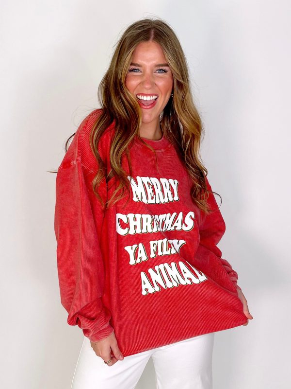 Merry Christmas Ya Filthy Animal Corded Sweatshirt Online Sale