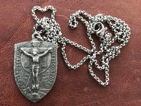 Crucifix Shield Men s Necklace 24 Inch Chain Sale