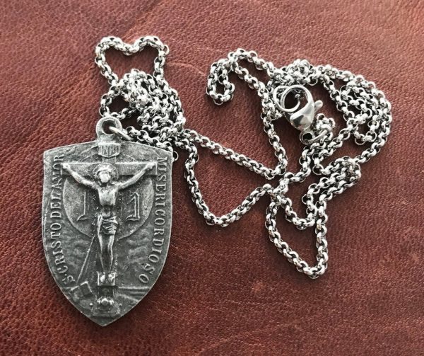 Crucifix Shield Men s Necklace 24 Inch Chain Sale