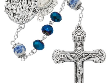 8MM Blue Metallic Lourdes Water Rosary Online