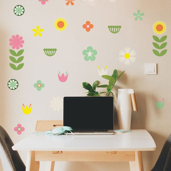 Retro Floral Removable Wall Decals For Cheap