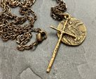 St Michael & Cross Men s Necklace 24 Inch Chain on Sale