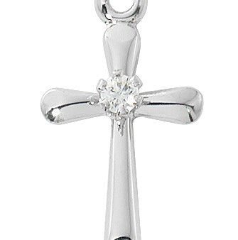 1 2  SS Cross with Cubic Zirconia Center 16-18 inch Adjustable Chain on Sale