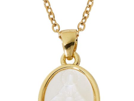 Mother of Pearl Miraculous Medal Pendant Gold Plated 16-18 Inch adj Chain Supply