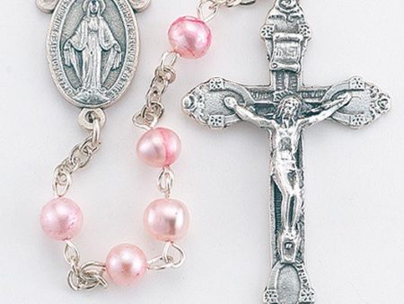 5mm Pink Freshwater Pearl Rosary Cheap