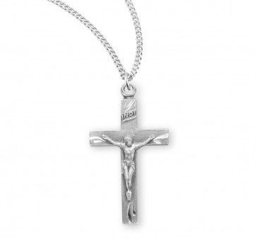 Engraved 1.1  Sterling Silver Crucifix 18 Inch Chain For Discount