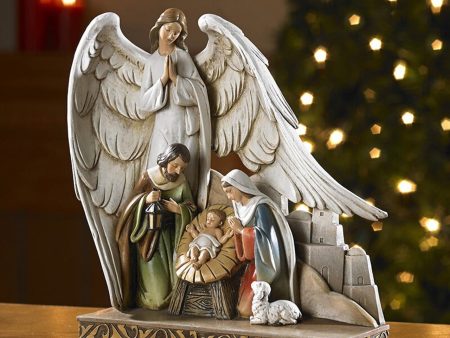 Nativity with Angel Figurine Online Sale