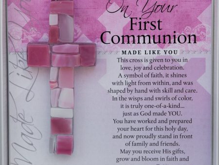 First Communion Cross: Handmade Glass - 3 Color Options Cheap