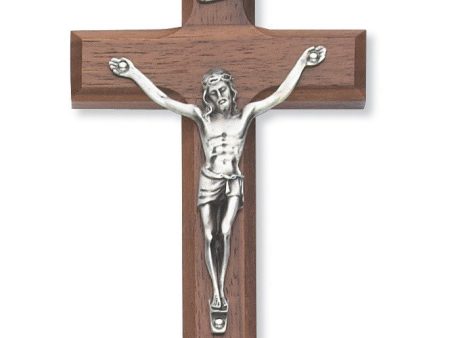 6  Walnut Crucifix Silver Corpus Supply