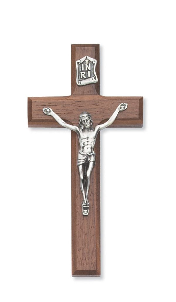 6  Walnut Crucifix Silver Corpus Supply