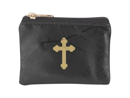 Black Leatherette Zipper Rosary Pouch Cheap