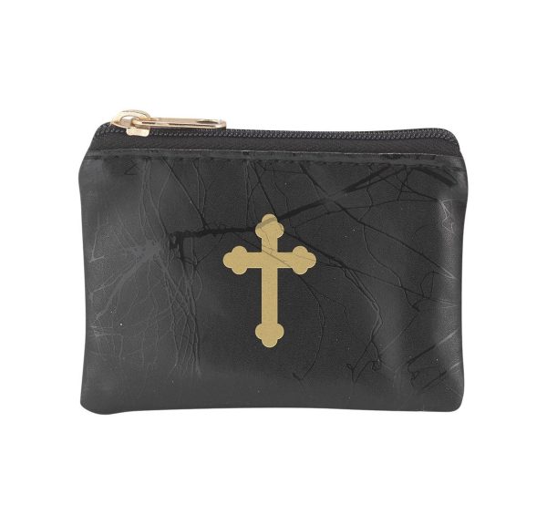 Black Leatherette Zipper Rosary Pouch Cheap