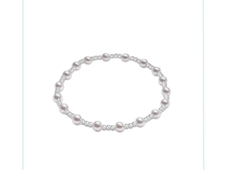 E Newton Classic Sincerity Pattern Sterling 4mm Bead Bracelet - Pearl For Sale