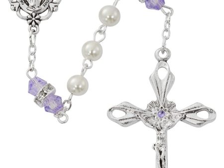 6MM Pearl & Amethyst Rosary Miraculous Medal Center Hot on Sale