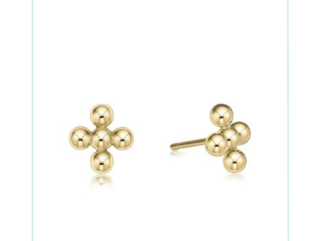 E Newton Classic Beaded Signature Cross 4mm Bead Stud - Gold Online Sale