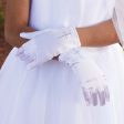 Pearl Cross First Communion Satin Gloves Online Hot Sale