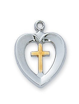 Cross In Heart Two Tone 18 Inch Chain Discount