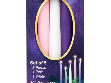 10  Advent 5 Candle Set Purple Pink & White Supply