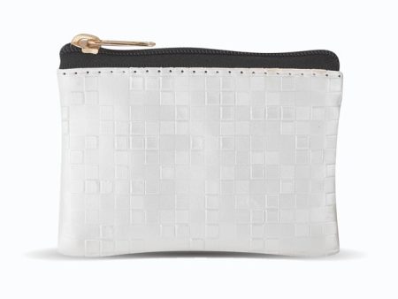 White Mosaic Patterned Zipper Rosary Pouch For Sale