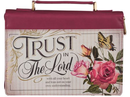 Trust in the LORD Floral Pomegranate Red Faux Leather Fashion Bible Cover - Proverbs 3:5 Hot on Sale