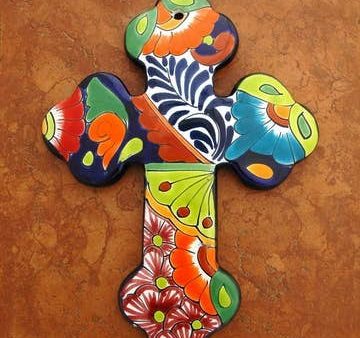 Large Mexican Talavera Wall Cross Online Hot Sale