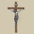 13.25” Carved Resin Crucifix with Antique Silver Corpus For Sale