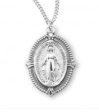 Miraculous Medal Engraved Border SS 18 Inch Chain Cheap