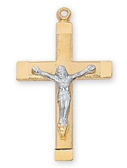 Gold & Sterling Silver Two Tone Crucifix 18 inch Chain Supply