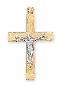 Gold & Sterling Silver Two Tone Crucifix 18 inch Chain Supply