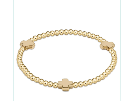 E Newton Signature Cross Gold Pattern 3mm Bead Bracelet - Gold Discount