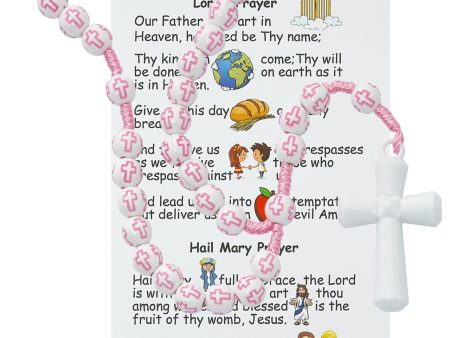 Kids Pink Cross Rosary For Cheap