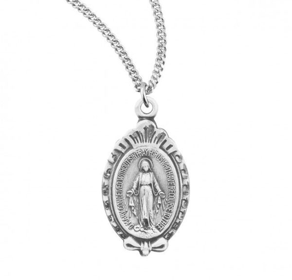 Miraculous Medal Scroll Border 18 In Chain Online Hot Sale