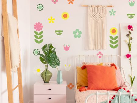 Retro Floral Removable Wall Decals For Cheap