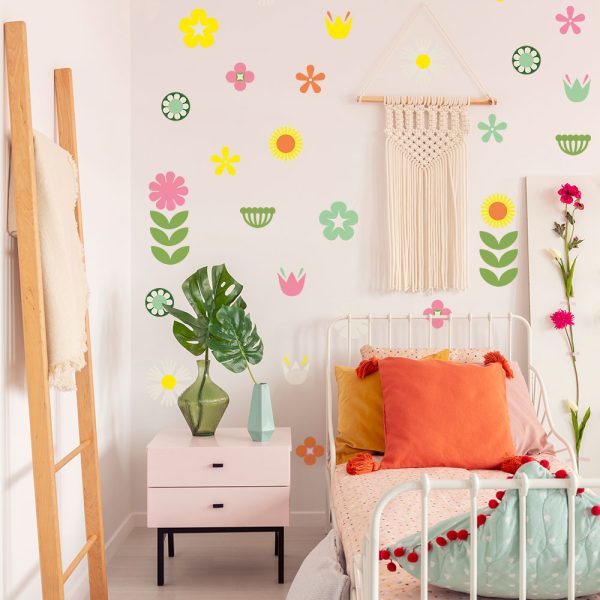 Retro Floral Removable Wall Decals For Cheap