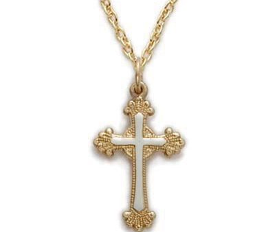 Gold Over SS Two Tone Cross 18 Inch Chain Online Hot Sale