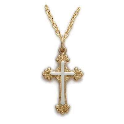 Gold Over SS Two Tone Cross 18 Inch Chain Online Hot Sale