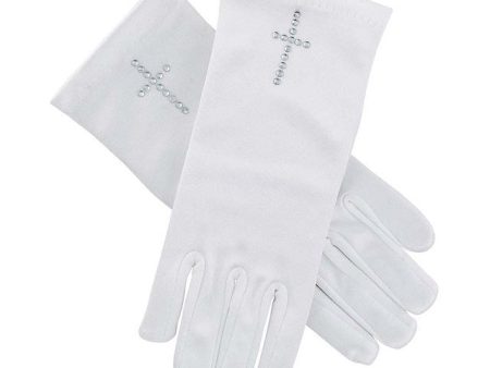 Pearl Cross First Communion Satin Gloves Online Hot Sale