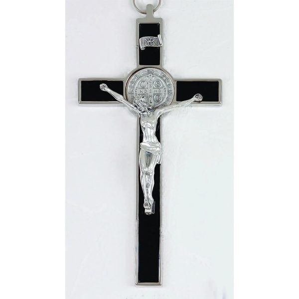 8  Black Enamel St Benedict Crucifix For Sale