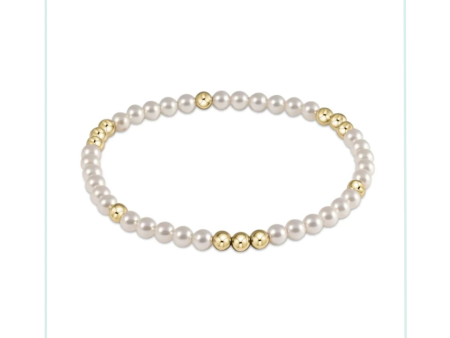 E Newton Worthy Pattern 3mm Bead Bracelet - Pearl on Sale