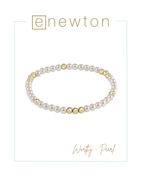 E Newton Worthy Pattern 3mm Bead Bracelet - Pearl on Sale