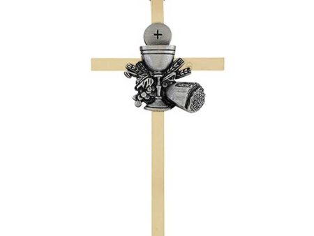 Brass Cross With Chalice Emblem 4.25  Fashion