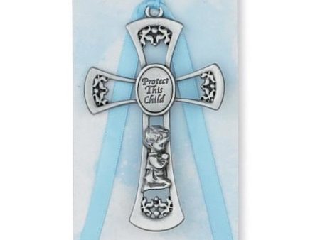 Blue Protect This Child Crib Cross on Sale