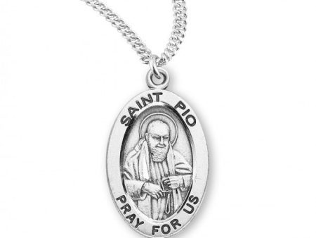 St Padre Pio SS Oval Necklace on Sale