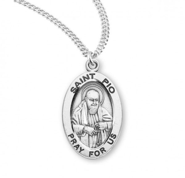 St Padre Pio SS Oval Necklace on Sale