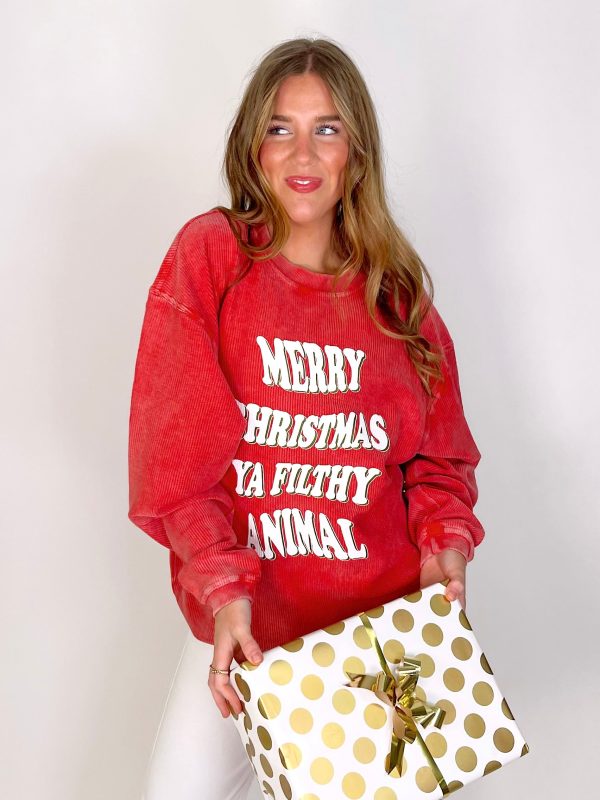 Merry Christmas Ya Filthy Animal Corded Sweatshirt Online Sale