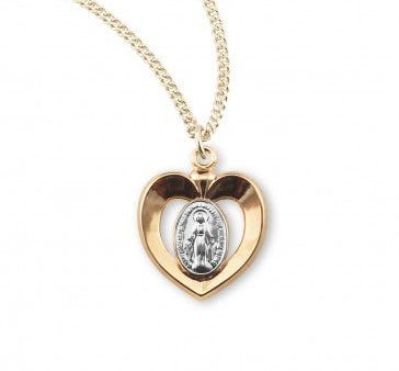 Gold Over Sterling Two-Tone Miraculous Medal 18 Inch Chain Online now